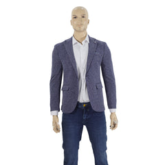 PAMIRASS Heren Blauwe Blazer met Wit Patroon