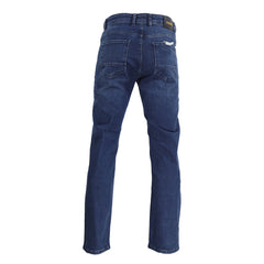 100% Katoen, Blauwe Slim Fit Heren Jeans, Gele knoop