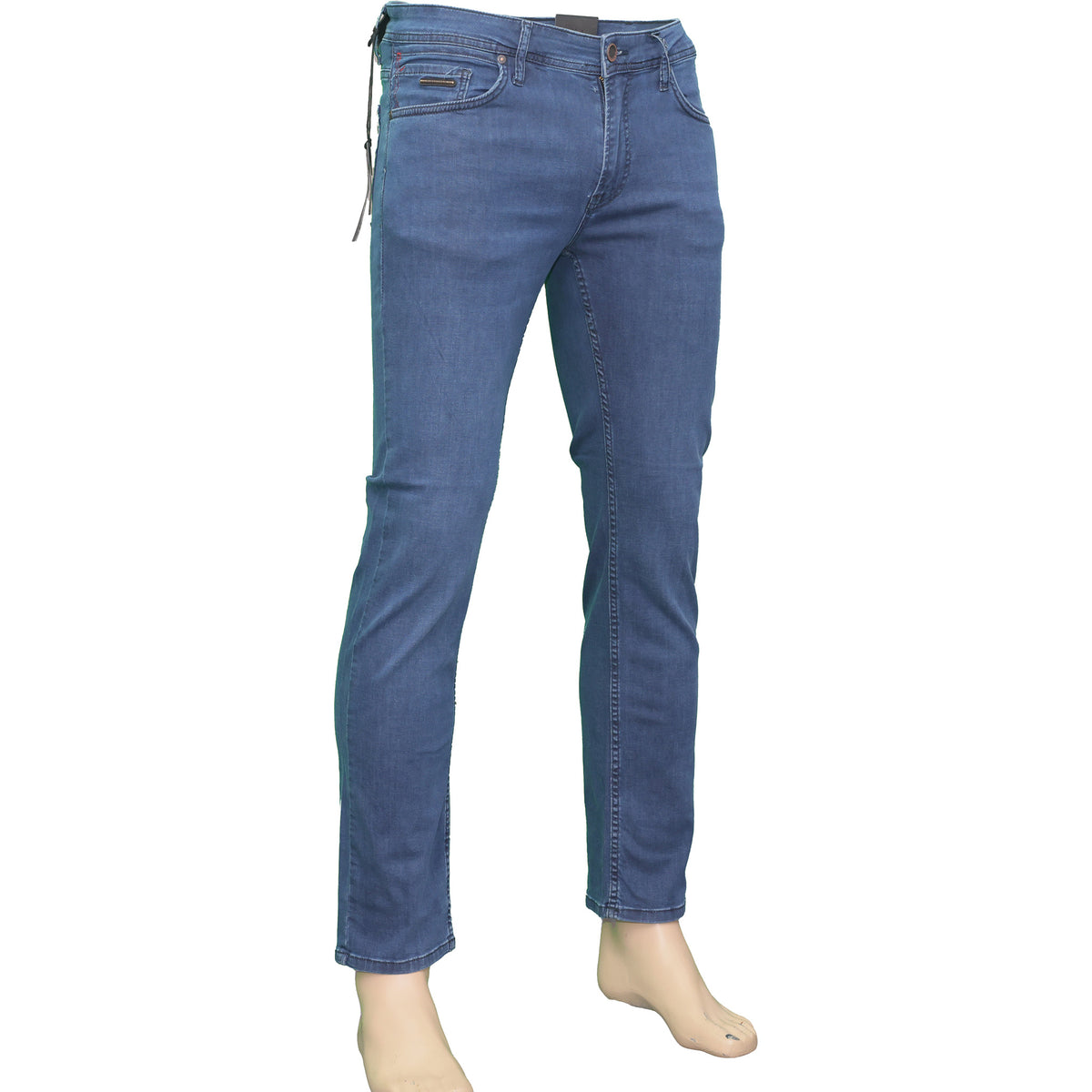 100% Katoen, Blauwe Heren Jeans, Trendy Slim Fit Broek met Stijlvol Design