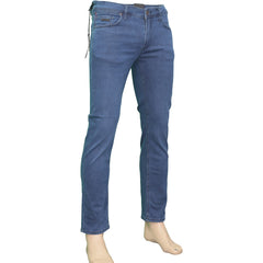 100% Katoen, Blauwe Heren Jeans, Trendy Slim Fit Broek met Stijlvol Design