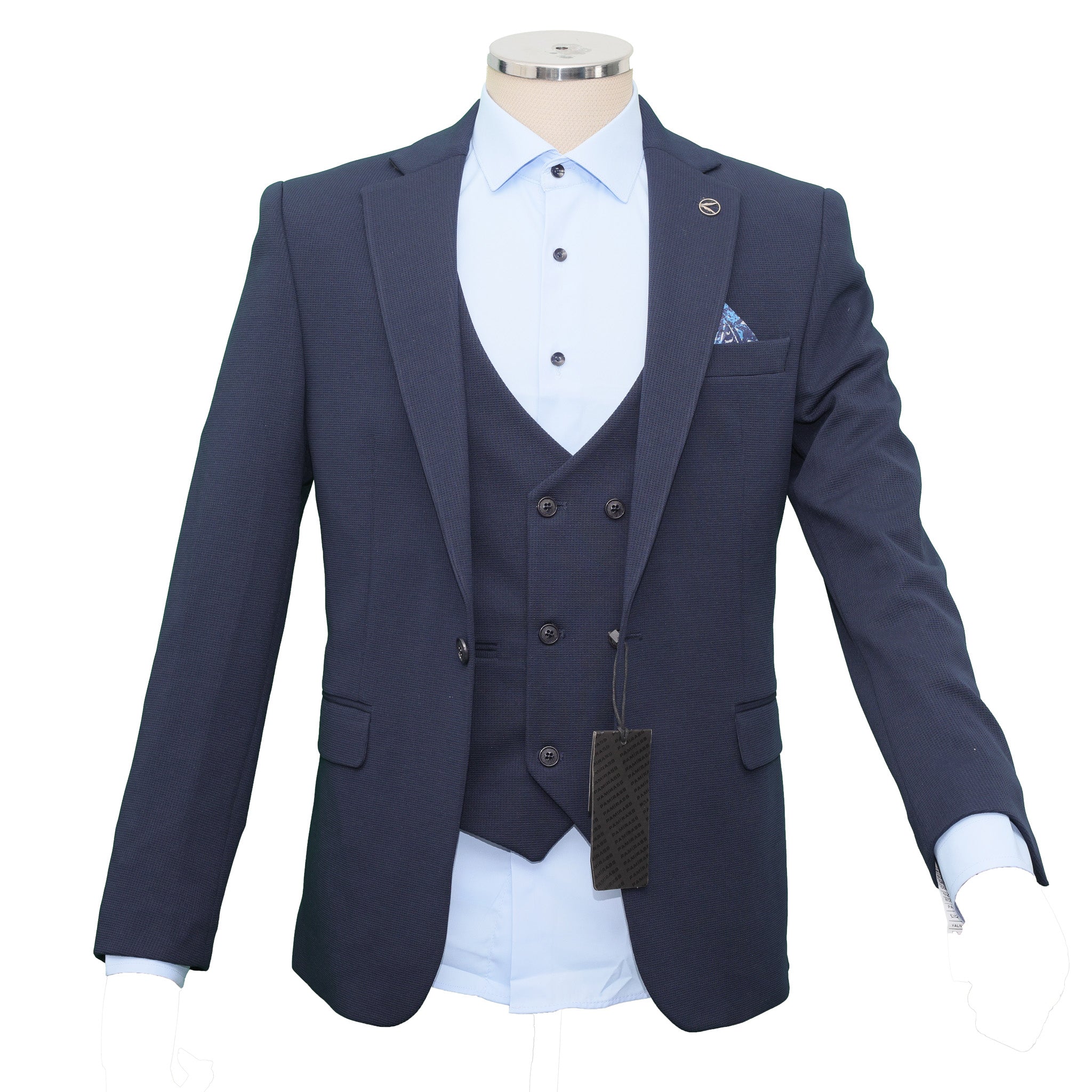 PAMIRASS 3 Delig Donkerblauw Slim-Fit Heren Pak