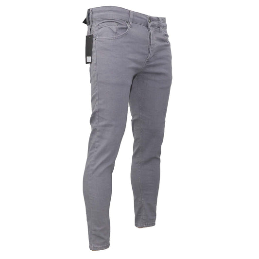 CHARJ Stretch Grijs Heren Slim Fit Jeans met Witte Details 1800