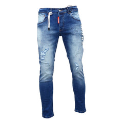 ICON Dynamische Lichtblauwe Heren Jeans met Stretch en Verfdetails