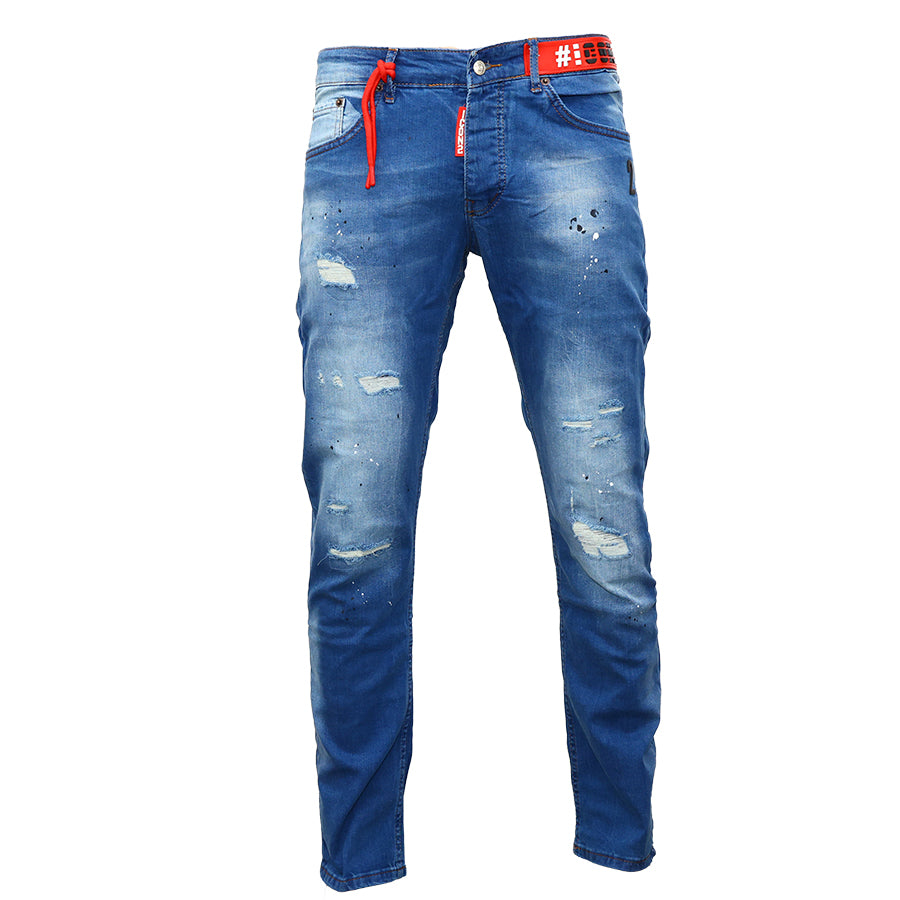 ICON Heren Stretch Slim-Fit Jeans in Lichtblauw met Unieke Details