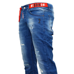 ICON Heren Stretch Slim-Fit Jeans in Lichtblauw met Unieke Details