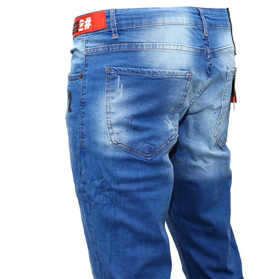 ICON Heren Stretch Slim-Fit Jeans in Lichtblauw met Unieke Details