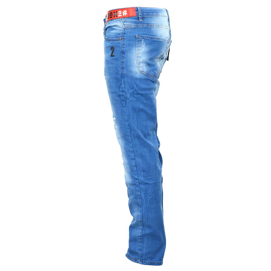 ICON Heren Stretch Slim-Fit Jeans in Lichtblauw met Unieke Details