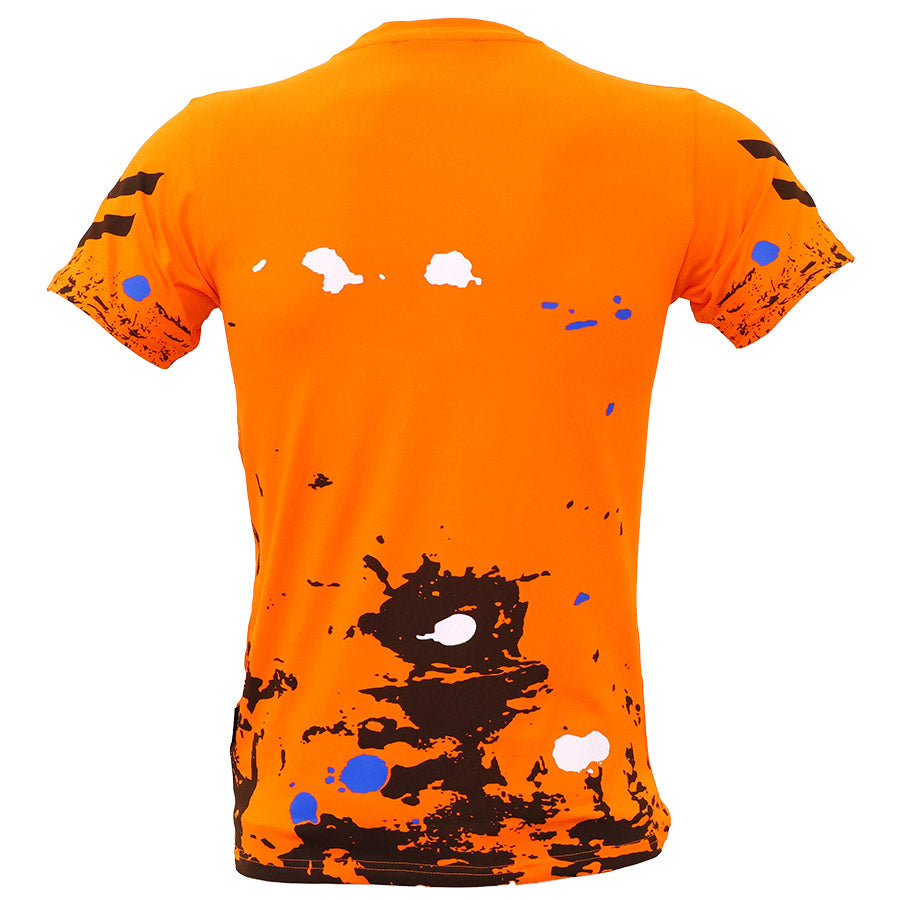 ICON Heren T-shirt in Opvallend Oranje met Uniek Verfspat Design