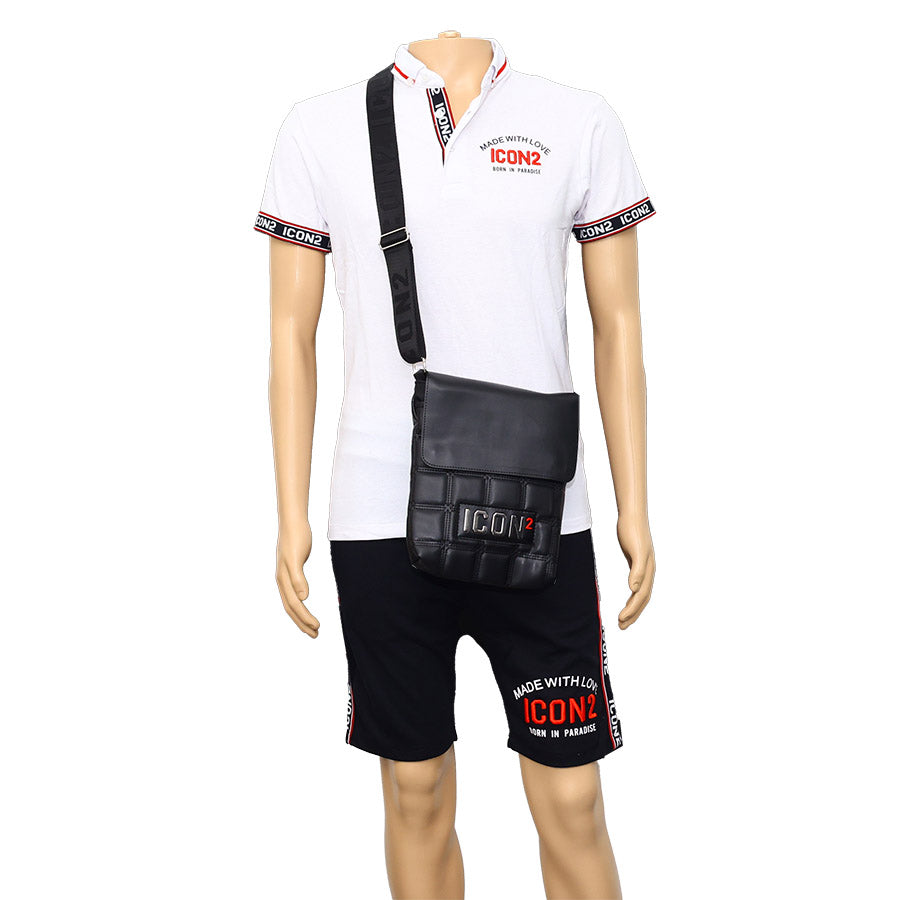 ICON Heren Wit Zomerset: Poloshirt en Shorts met Rood-Witte Details